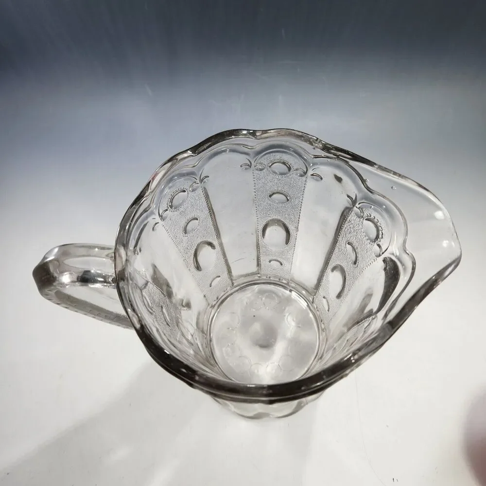Antique US Glass EAPG Pitcher Kansas Pattern Jewel & Dewdrop 1901 Vase As FOUND